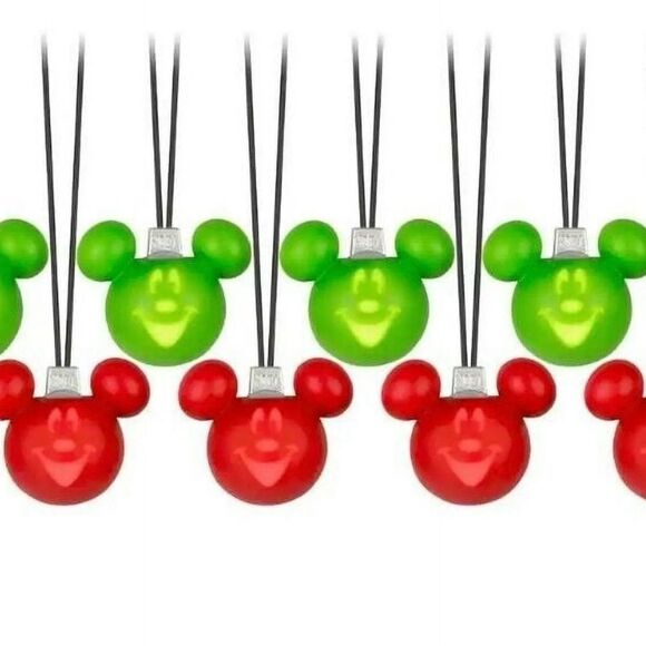 Disney Mickey Mouse Ears Red and Green Musical String Lights- Set of 12 - Picture 3 of 3